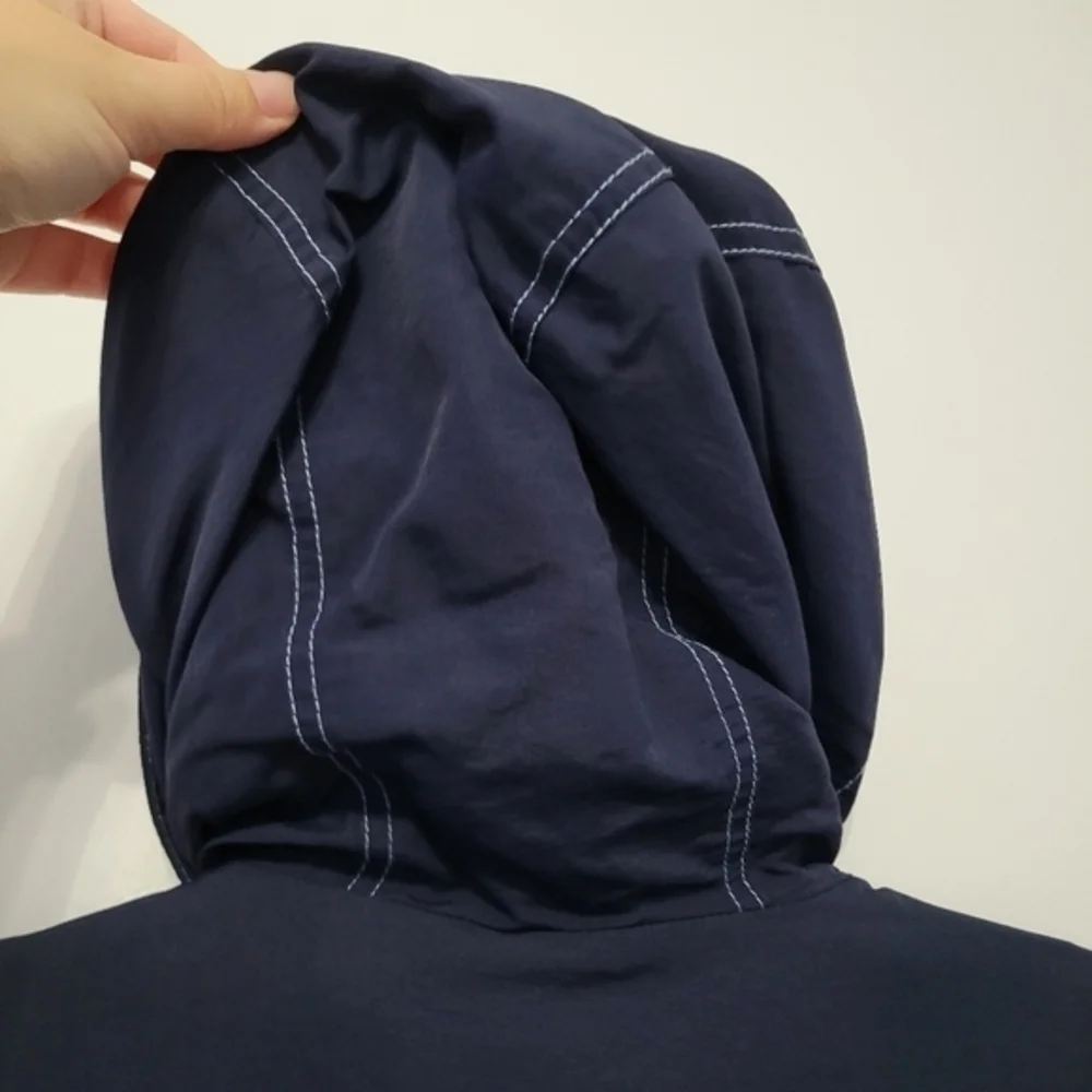 Eddie Bauer Women's Outdoor Jacket Size M Navy‎ Blue Hooded Hiking Rain Coat